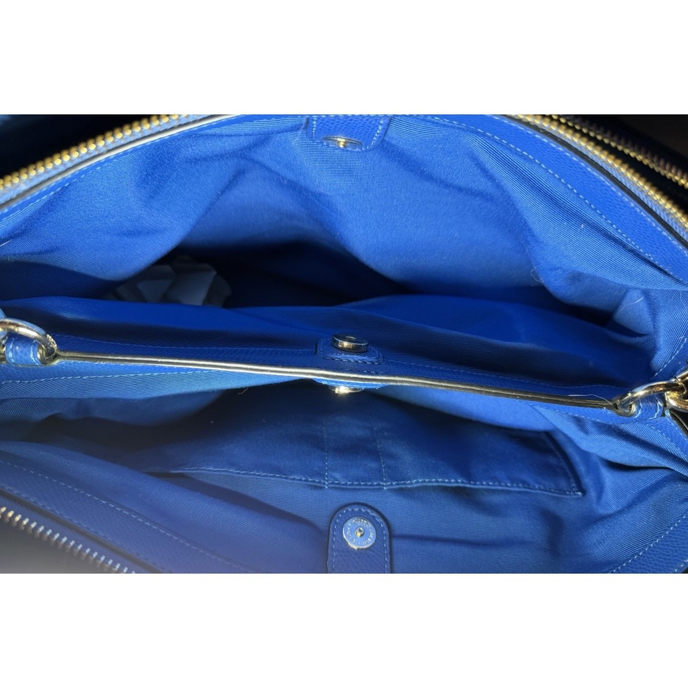 Coach Christie Carryall Blue Leather Tote + Matching Wristlet F36606 F53429 Gold - Picture 15 of 16